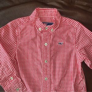 VINEYARD VINES Shirt - Long Sleeve Button Down Boys 2T Toddler Kids red gingham